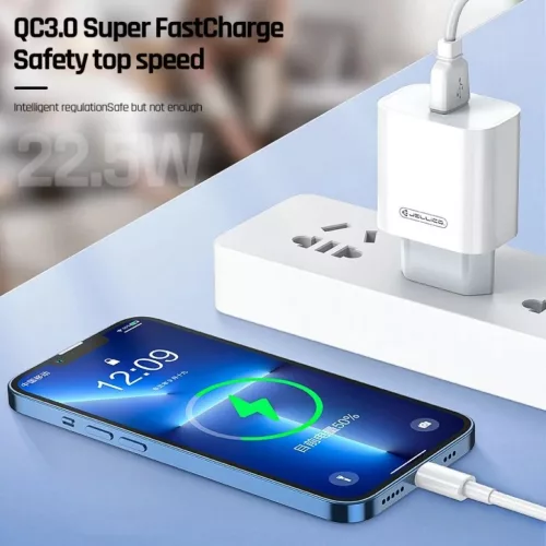 JELLICO hálózati töltő AK165 22,5W 1xUSB QC3.0 + kábel USB-C Fehér