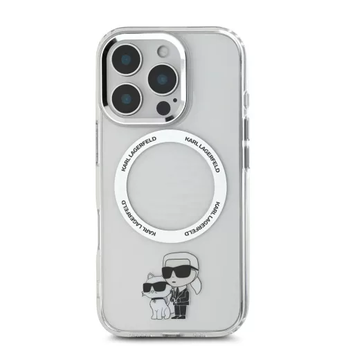 iPhone 16 Pro átlátszó Karl Lagerfeld IML Karl and Choupette MagSafe tok