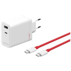   OnePlus SUPERVOOC 120W Dual USB-A + USB-C Utazótöltő + USB-C/USB-C Kábel Fehér