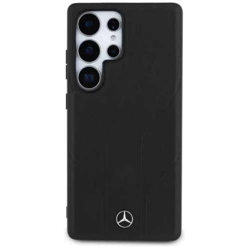 Mercedes Leather Debossed Lines MagSafe tok Samsung Galaxy S25 Ultra - fekete