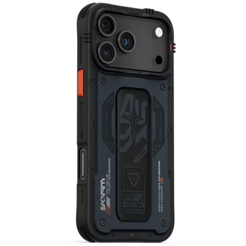 iPhone 17 Pro Max Skinarma Aegis tok mágneses töltéssel és kitámasztóval sötétkék