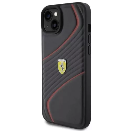 Ferrari Twist Metal Logo tok iPhone 15 Plus - fekete
