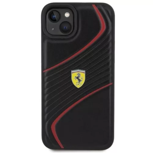Ferrari Twist Metal Logo tok iPhone 15 Plus - fekete