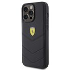 Ferrari Steppelt Fém Logó tok iPhone 15 Pro Max - fekete