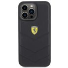 Ferrari Steppelt Fém Logó tok iPhone 15 Pro Max - fekete