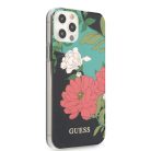 iPhone 12 Pro MAX Guess GUHCP12MIMLFL01 Flower N1 virágmintás tok fekete