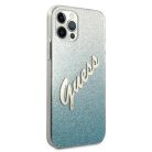 iPhone 12 Pro Max Guess GUHCP12LPCUGLSBL Glitter Gradient Script tok flitteres kék