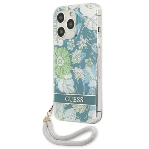 Guess GUHCP13XHFLSN iPhone 13 Pro Max 6.7" zöld/zöld kemény tok Flower Strap
