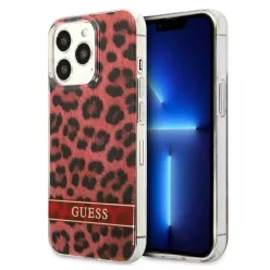   Guess GUHCP13LHSLEOR iPhone 13 Pro piros/piros kemény tok Leopard