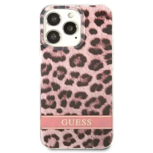 Guess GUHCP13LHSLEOP iPhone 13 Pro rózsaszín/ rózsaszín kemény tok Leopard