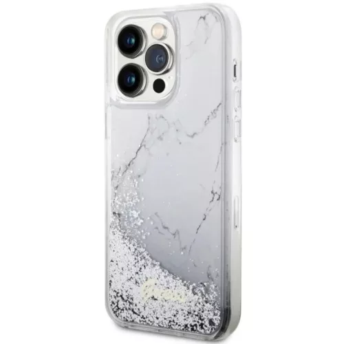 Guess GUHCP14XLCSGSGH iPhone 14 Pro Max 6.7" fehér/sötét fehér kemény tok Liquid Glitter Marble tok