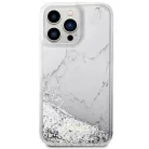 Guess GUHCP14XLCSGSGH iPhone 14 Pro Max 6.7" fehér/sötét fehér kemény tok Liquid Glitter Marble tok
