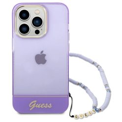   GUESS tok IPHONE 14 Pro GUHCP14LHGCOHU (IML Electro Cam pánttal Áttetsző) lila tok