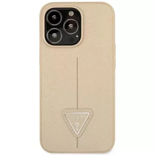 iPhone 13 Pro Guess Saffiano Triangle Logo bézs (GUHCP13LPSATLE)