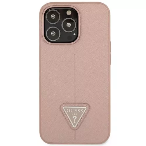 Guess GUHCP14XPSATLP iPhone 14 Pro Max 6,7" pink / pink kemény tok SaffianoTriangle Logo