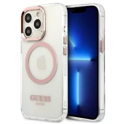   Guess Metal Outline MagSafe iPhone 13 Pro / iPhone 13 tok - rózsaszín