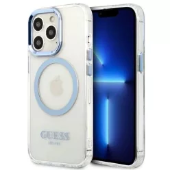   Guess Metal Outline MagSafe iPhone 13 Pro / iPhone 13 tok - kék