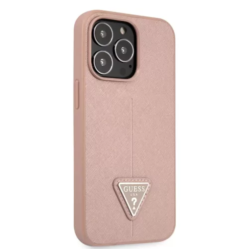 iPhone 13 Pro Guess Saffiano Triangle Logo tok rózsaszín (GUHCP13LPSATLP)