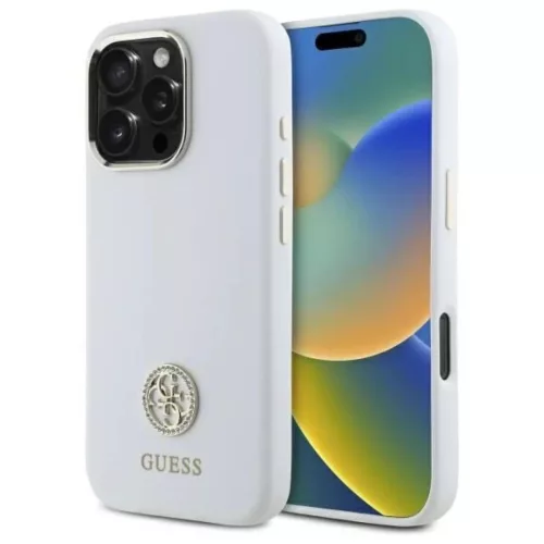 iPhone 16 Pro 6.3" Fehér/Fehér Szilikon Logós Guess GUHCP16LM4DGPH Tok