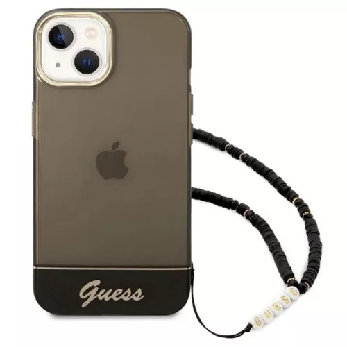 Guess GUHCP14MHGCOHK iPhone 14 Plus 6,7" fekete keménytok Átlátszó Gyöngy Pánt tok