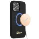 Guess GUHMP13XLSLMGBK iPhone 13 Pro Max 6.7" fekete/fekete tok Silicone Script Arany Logó MagSafe