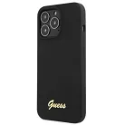Guess GUHMP13XLSLMGBK iPhone 13 Pro Max 6.7" fekete/fekete tok Silicone Script Arany Logó MagSafe