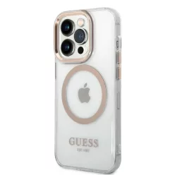   iPhone 14 Pro Max Guess Transparent MagSafe kompatibilis tok arany (GUHMP14XHTRMD)
