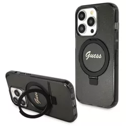   Guess Ring Stand Script Glitter MagSafe tok iPhone 13 Pro / 13 - fekete
