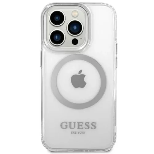 Guess GUHMP14XHTRMS iPhone 14 Pro Max 6.7" ezüst/ezüst kemény tok Metal Outline Magsafe tok