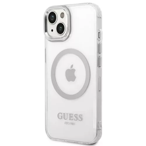 Guess GUHMP14MHTRMS iPhone 14 Plus 6.7" ezüst/ezüst kemény tok Metal Outline Magsafe tok