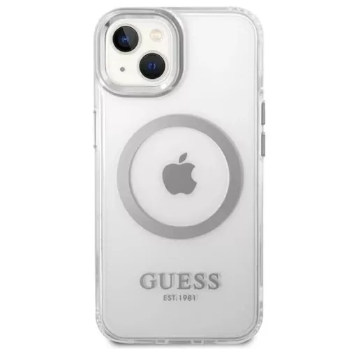 Guess GUHMP14MHTRMS iPhone 14 Plus 6.7" ezüst/ezüst kemény tok Metal Outline Magsafe tok
