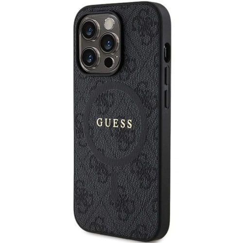Original faceplate tok GUESS GUHMP15XG4GFRK iPhone 15 Pro Max-hoz (Kompatibilis Magsafe-fel / 4G Ring klasszikus logó / fekete)