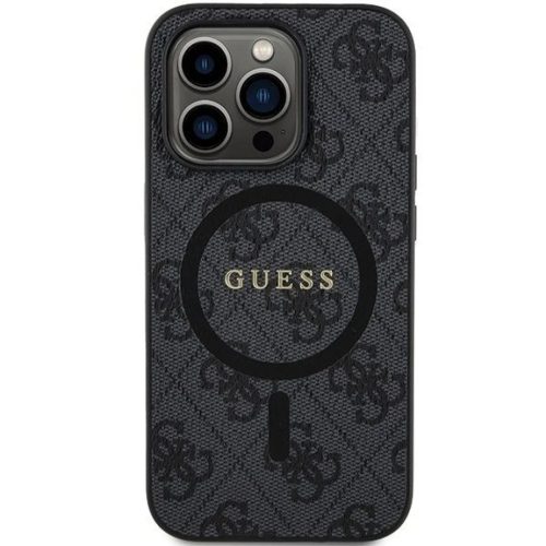 Original faceplate tok GUESS GUHMP15XG4GFRK iPhone 15 Pro Max-hoz (Kompatibilis Magsafe-fel / 4G Ring klasszikus logó / fekete)