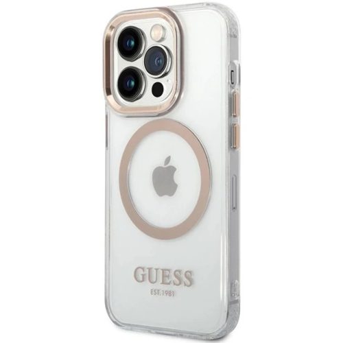 Guess Metal Outline Magsafe iPhone 15 Pro Max tok - arany