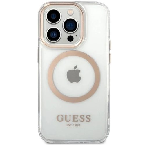 Guess Metal Outline Magsafe iPhone 15 Pro Max tok - arany
