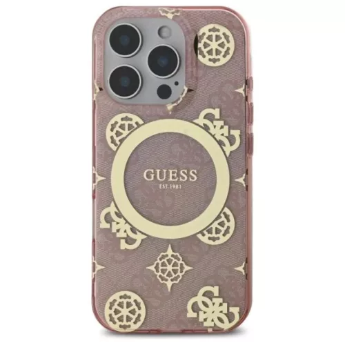 iPhone 16 Pro 6.3" pink Guess GUHMP16LH4PYEEP keménytok IML Peony On 4G Background MagSafe tok