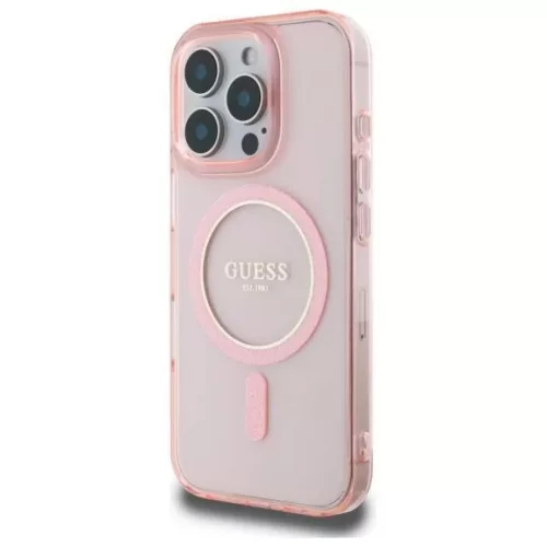 iPhone 16 Pro Eredeti Guess IML Glitter Circle MagSafe rózsaszín tok (GUHMP16LHFGEREP)