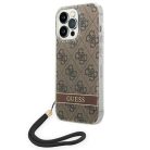Guess GUOHCP14LH4STW iPhone 14 Pro 6.1" barna / barna keménytok 4G Prémium Pánt tok
