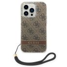 Guess GUOHCP14LH4STW iPhone 14 Pro 6.1" barna / barna keménytok 4G Prémium Pánt tok