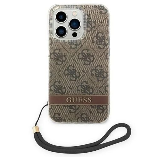 Guess GUOHCP14LH4STW iPhone 14 Pro 6.1" barna / barna keménytok 4G Prémium Pánt tok