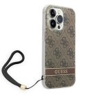 Guess GUOHCP14LH4STW iPhone 14 Pro 6.1" barna / barna keménytok 4G Prémium Pánt tok