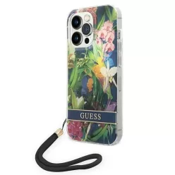   Guess GUOHCP14XHFLSB iPhone 14 Pro Max 6.7 "kék / kék keménytok Virág Pánt