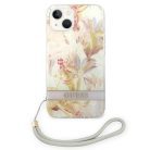 Guess GUOHCP14MHFLSU iPhone 14 Plus 6.7 lila / lila kemény tok Flower Strap tok