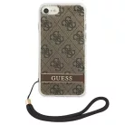 Guess GUOHCI8H4STW iPhone SE 2022 / SE 2020 / 7/ 8 barna/barna keménytok 4G Print Strap tok