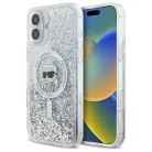 Apple iPhone 16 6.1" átlátszó Karl Lagerfeld KLHMP16SLGKISGH Liquid Glitter Karl Head Magsafe tok
