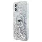 Apple iPhone 16 6.1" átlátszó Karl Lagerfeld KLHMP16SLGKISGH Liquid Glitter Karl Head Magsafe tok