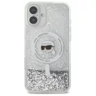 Apple iPhone 16 6.1" átlátszó Karl Lagerfeld KLHMP16SLGKISGH Liquid Glitter Karl Head Magsafe tok
