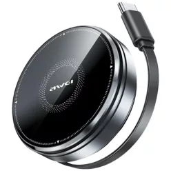   AWEI W27 3 az 1-ben indukciós töltő 15W USB-C kábellel Gyors töltés fekete