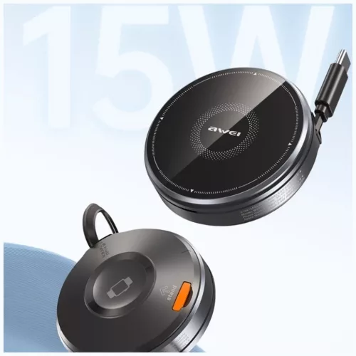 AWEI W27 3 az 1-ben indukciós töltő 15W USB-C kábellel Gyors töltés fekete
