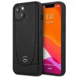  Mercedes MEHCP15MARMBK iPhone 15 Plus 6.7" fekete/fekete keménytok bőrből Urban tok